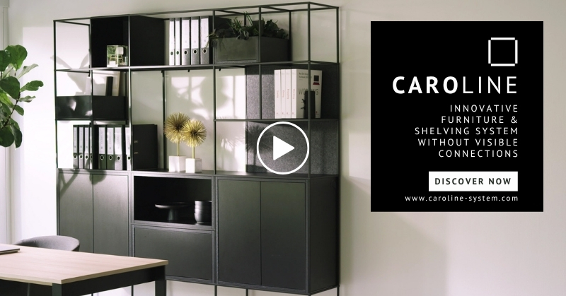 Video showcasing the concept-s CAROLINE furnishing system – a modular shelving and furniture system without visible connectors for office, home & living and retail.