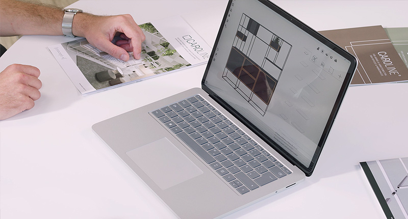 CAROLINE configurator for digital 3D planning of modular shelving and furnishing systems for office, retail and home & living.