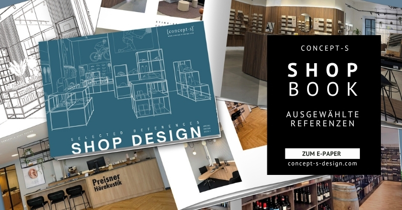 concept-s Shopbook mit ausgewählten Referenzen und Inspirationen für individuelle Ladenbaukonzepte.