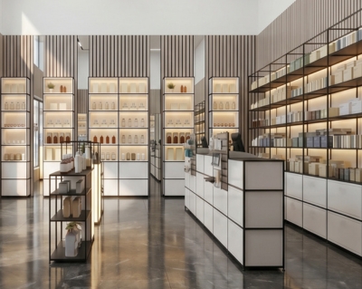 Modulares Einrichtungssystem für Apotheken.